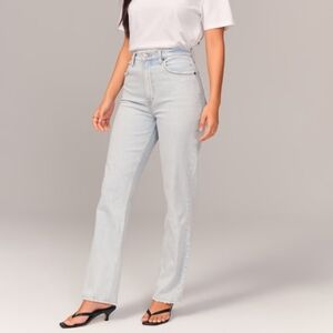 Abercrombie & Fitch High-Rise Straight Leg Light Wash Jeans